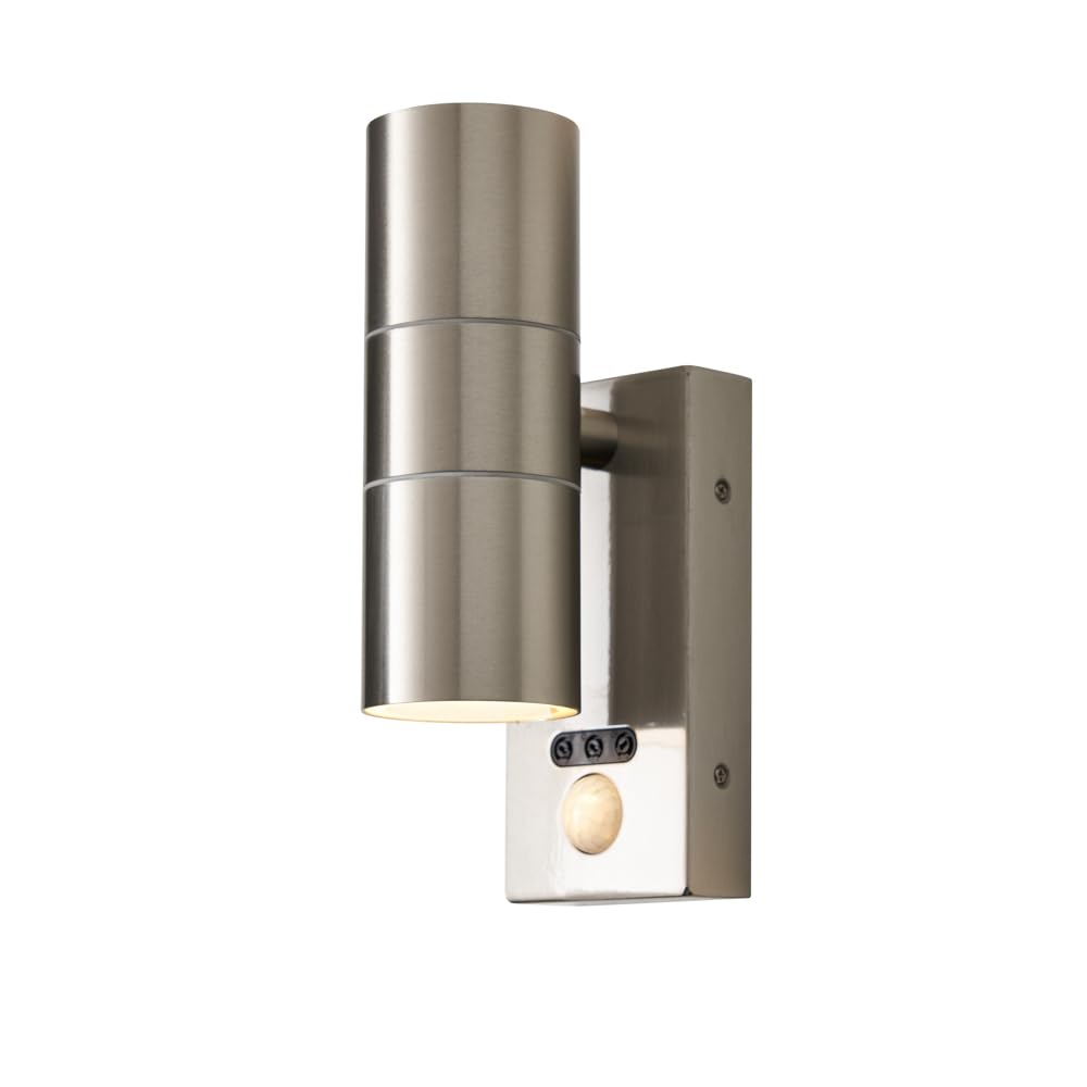 Litecraft Kenn Up & Down Outdoor Wall Light With Motion Sensor - Stainless Steel
