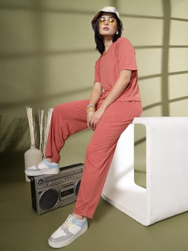 Image of CHKOKKO Women Casual Summer Track Suit T-Shirt Trackpant Co-ord Set