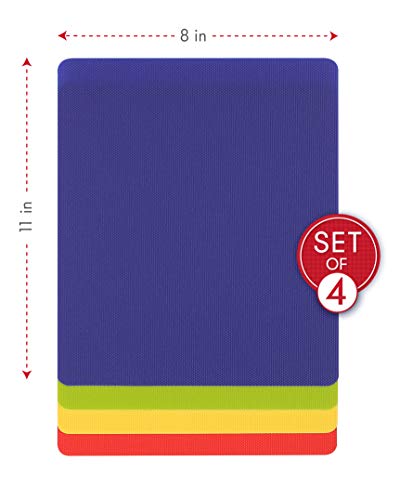 Image of Dexas Heavy Duty Grippmat Flexible Cutting Board Set of Four, 8 by 11 inches, Blue, Green, Yellow, Red
