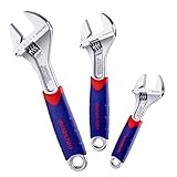 WORKPRO 3-piece Adjustable Wrench Set CR-V with Rubberized Anti-Slip Grips 10-inch, 8-inch, 6-inch