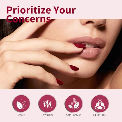 Image of CANNI Red Gel Nail Polish, 1Pcs Dark Red Gel Polish Color Nail Polish High Gloss Soak Off U V Gel Nail Manicure Salon DIY
