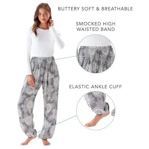 Image of Lotus and Luna Women's Harem Pants Thai Pants for Beach & Lounge High Waisted Flowy Boho Pants Genie Pants Yoga Pants
