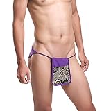 Paisley Printed Cotton Underwear for Men, Fundoshi/Japanese Loincloth, Kimono Briefs, Samurai (US, Alpha, One Size, Regular, Regular, Purple)