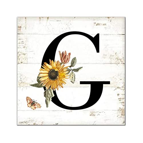 Style vintage tournesol : plaque en bois G pour maison