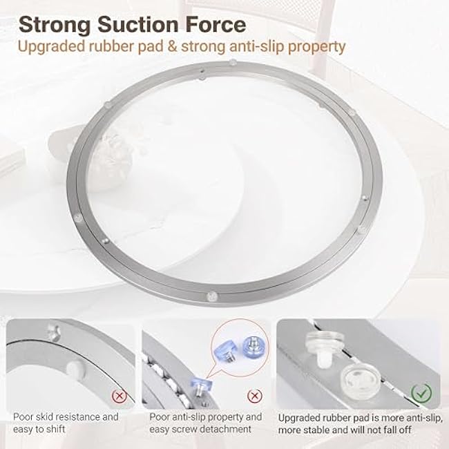 20 Inch Lazy Susan Aluminum Alloy Rotating Turntable Bearing, Non - Slip Metal Bearing Swivel Plate Hardware for Dining and Workbench,440 Pounds Capacity