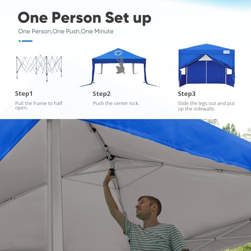 Quictent Privacy 10x10 Pop up Canopy Tent with Sidewalls and Windows, One Person Setup, Outdoor Gazebo Shelter, Bonus 4 Sandbags (Royal Blue)