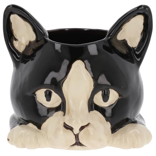 Shudehill Giftware Village Pottery Black & White Cat Head Planter