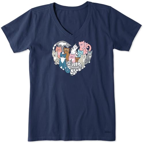 T-shirt Heart of Cats Crusher Vee col en V pour femme adepte de chats