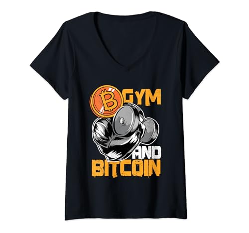 Mujer Gimnasio y bitcoin – Btc Crypto blockchain trading & workout Camiseta Cuello V