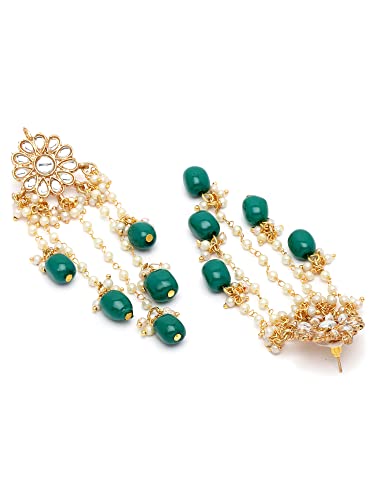 Image of Karatcart Yellow Crystal and Pearl Kundan Dangler Earrings for Women