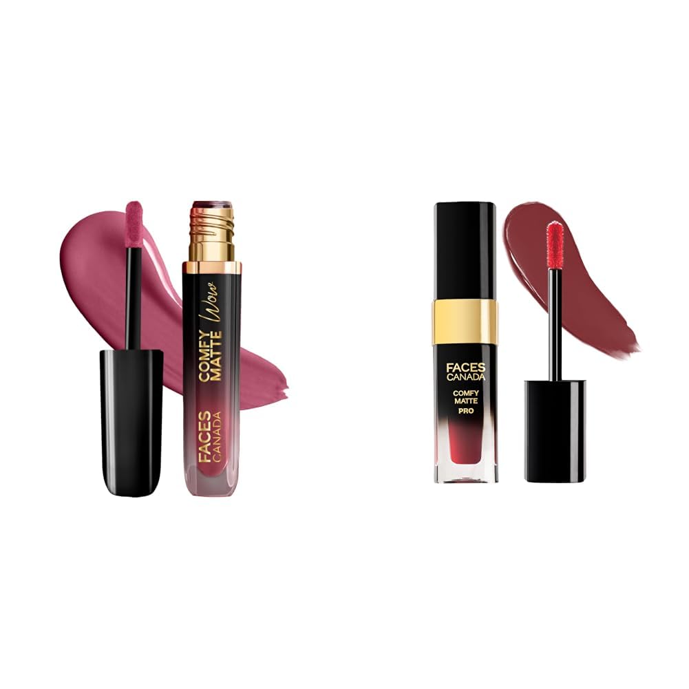 FACESCANADA Comfy Matte Wow Liquid Lipstick Pink Petal 09 3.8ml & Comfy Matte Pro Liquid Lipstick - Call Me Chocolate 07, 5.5 ml-image-23