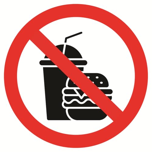 No Food or Drink Allowed Stickers, 5 Pack, 4x4 Inch Vinyl Decals