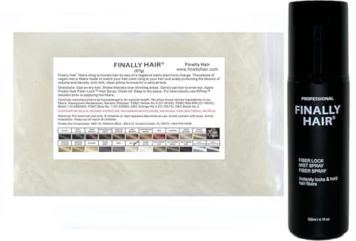 Finally Hair Fiber &amp; Extra Strength Hold Spray Combo (White, 50g Refill)