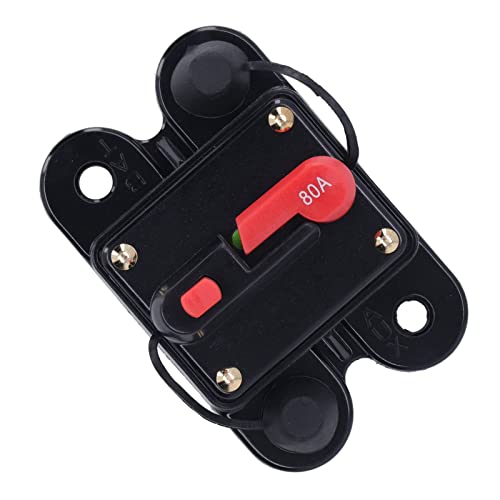 Okuyonic Circuit Breaker, Circuit Breaker Switch Overcurrent Protection Easy Installation Quick Response Dc 12‑48V Repeated Use 1/4In For Audio System(80A) #TOP3