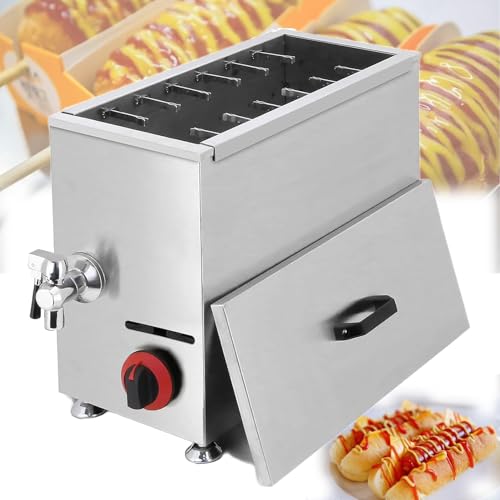 Pnpaea Corn Dog Fryer 21L Commercial 3000W Cheese Hot Dog Sticks Maker Machine Cheese Hot Dogs Sticks Frying Machine Adjustable Temperature Control for Restaurant, Store, Home GasHeating
