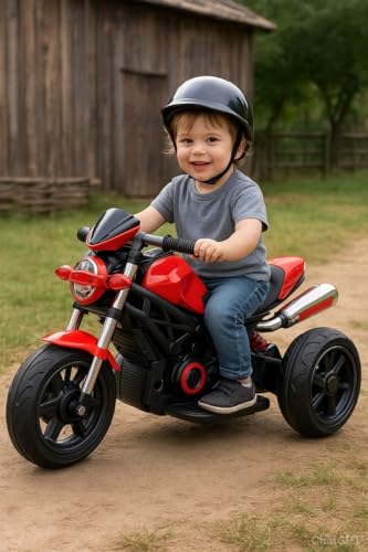 Image of Happy Goods Three-Wheeled Harley Electric Battery Operated Ride on Motorbike for Kids of Age 2 Year to 8 Years with Foot Accelerator -Multi Color