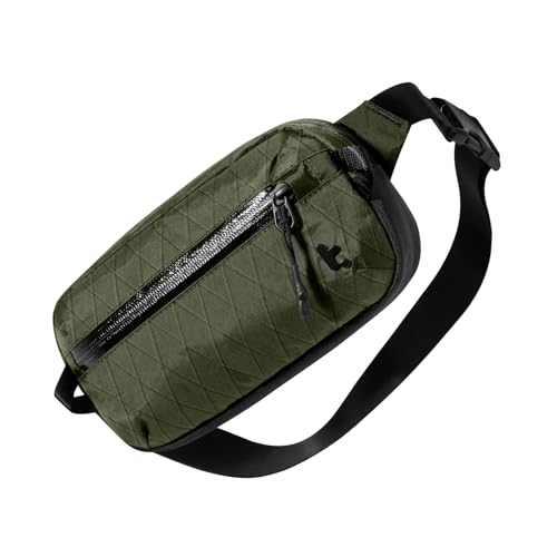 Image of tomtoc Sling Bag with RFID Blocking, X-Pac /Non X-Pac Minimalist Crossbody Chest Pack for Men and Women, Lightweight Water-Resistant Bag for Travel and Daily Commutes, X-pac Olive, 1.5L, Lightweight