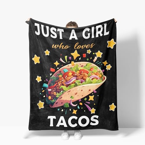 Tacos Throw Blanket Soft Warm Cozy Just A Girl Who Loves Tacos Blankets Fuzzy Plush Fleece Food Taco Blanket Gifts for Couch Bed Sofa Home Decor 40X50