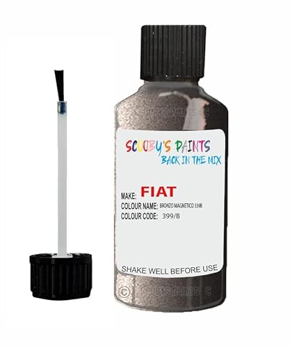 Scoobys Paints Back In The Mix Bronzo Magnetico Touch Up Paint For Fiat 500 399/B 2015-2017 30Ml Bottle Brush Scratch Stone Chip Repair Pen