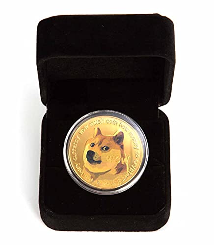 Gold Dogecoin Coin Doge Commemorative Coin Crypto Currency 2021 Limited Edition Collectible Coin with Display Case