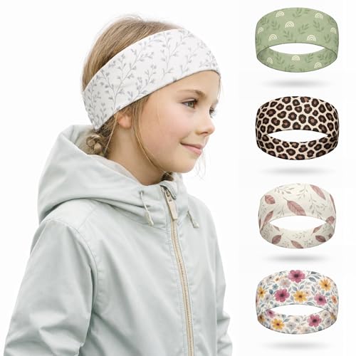 Mädchen Stirnband, Breites Freizeit Haarband – Atmungsaktiv, rutschfest & angenehm zu tragen – Ideal für Schule, Kindergarten, Spielplatz & Alltag – 22×7 cm (Hellgrau)