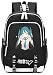 Produktbild YOYOSHome Anime Hatsune Miku Vocaloid Laptop Tasche Rucksack Schultasche mit USB-Ladeanschluss, 13 (Schwarz) - yyyo1