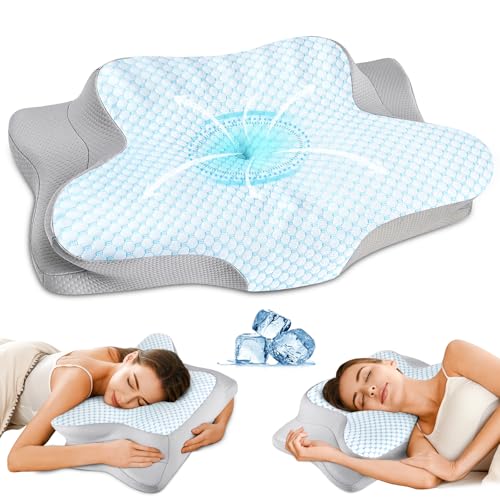Cervical Pillow for Neck Pain Relief - Ergonomic Pillow for Sleeping Side Sleeper Pillow for Adults, Contour Neck Pillow Cooling Memory Foam Pillows,