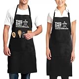 KITCHEPOOL Waterproof Funny Apron for Men, Chef Aprons for Women with 3 Pockets, Adjustable Bid Kitc