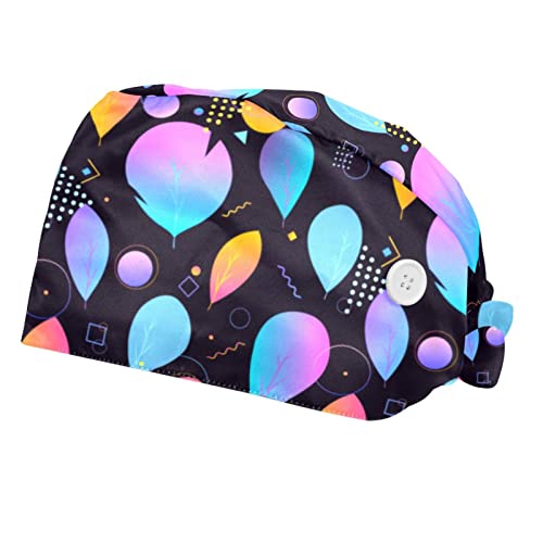 Chapeaux de travail bouffants JDEZ à motif de feuilles colorées (Lot de 2) pour hommes et femmes