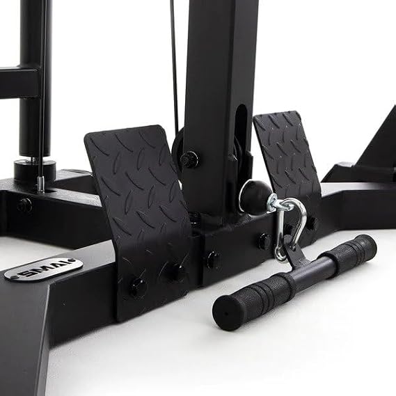 SMAI Half Power Rack with Plate Loaded Lateral Pull Down/Rower Weight Storage Rack Training Attachments Squat Rack for Home Gym Equipment Angled Grip Safety Spotter Arms