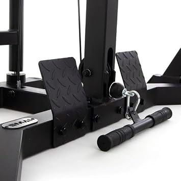 SMAI Half Power Rack with Plate Loaded Lateral Pull Down/Rower Weight Storage Rack Training Attachments Squat Rack for Home Gym Equipment Angled Grip Safety Spotter Arms