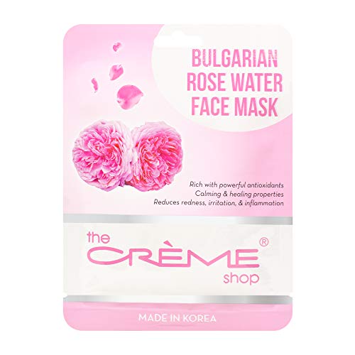 The Crème Shop - Bulgarian Rose Water Full Face Masks, Korean Facial Skin Care And Moisturizer - Hydrating, Smooth, Acne, Eczema Cream Natural Beauty Essence - 5 Sheets Set #TOP1