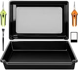 aleawol Trimming Tray Set mit 150 Mikron Pollensieb, Trimmschale mit Trockensieb, Pollensieb mit 2 Trimmscheren Lupe und Bürste, Professional Trimmschale für Kräuterpflanze und Pollen (50x33x9cm)