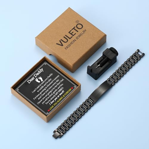 Gifts for Dad Stepdad New Dad Husband, Stainless Steel American Flag Watch Bracelet Birthday Fathers Day Christmas Jewelry Gifts for Men