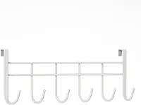 Cabideiro de Metal para Porta com 6 Ganchos – Organizador Prático para Roupas, Toalhas, Bolsas e Acessórios (BRANCO)