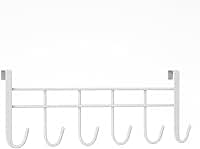 Cabideiro de Metal para Porta com 6 Ganchos – Organizador Prático para Roupas, Toalhas, Bolsas e Acessórios (BRANCO)