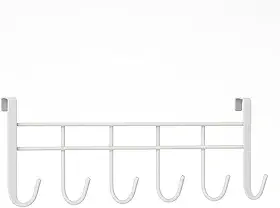 Cabideiro de Metal para Porta com 6 Ganchos – Organizador Prático para Roupas, Toalhas, Bolsas e Acessórios (BRANCO)