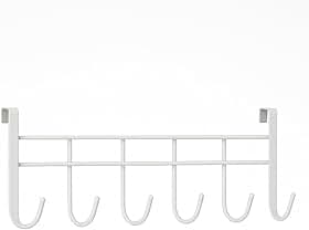 Cabideiro de Metal para Porta com 6 Ganchos – Organizador Prático para Roupas, Toalhas, Bolsas e Acessórios (BRANCO)