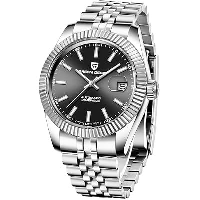 Pagani Design Watches for Men NH35 Movement Automatic Watch, Sapphire Glass 316L Stainless Steel Homage Watch, Fluted Bezel 100M Water Resistant Luminous Calendar