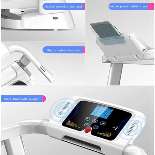 Image of Treadmills Folding Treadmill with LED Display Silent Weight Loss Folding Home Treadmill Load 120Kg White le Fitness Equipment