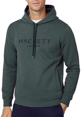Hackett London Heritage Hoody Sudadera con Capucha, Verde (Dark Green), XL para Hombre