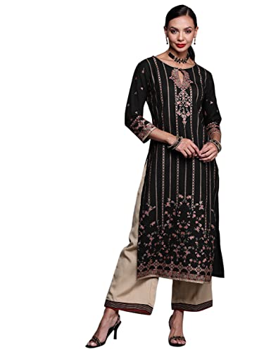 Image of INDO ERA Women's Cotton Straight Fit Straight Printed Kurta (KT4BK8344)