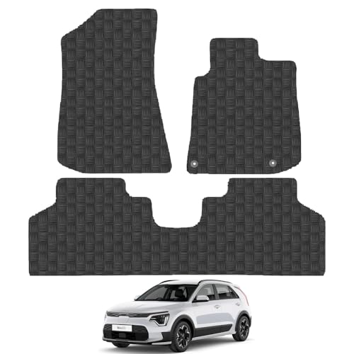Car Mats for Kia NIRO Electric EV 2022-Onwards Car Floor Mats Premium Rubber Tailored Fit Set Accessory Black Custom Fitted 4 Pieces with Clips - Anti-Slip Backing, Heavy Duty & Waterproof