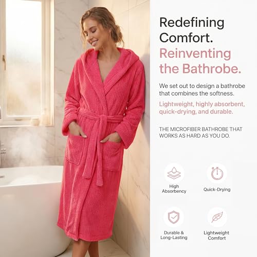 Image of PJGGZ Hooded Bathrobes for Women, Soft Long Towel Robes for Women - Quick Dry yet Warm