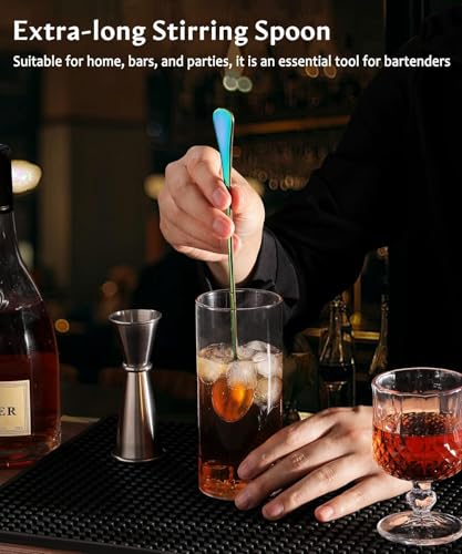 Image of Long Handle Iced Tea Spoons, 9 inch 18 /10 Stainless Steel Cocktail Stirring Spoons with Thickened Ergonomic Handle, Tall Coffee & Latte Stirrers, Dessert Spoon Set, Dishwasher Safe (9 IN)