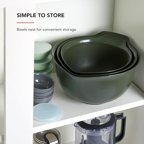 Image of KitchenAid Universal Nesting Plastic Mixing Bowls, Set of 3, 2.5 quart, 3.5 quart, 4.5 quart, Evergreen