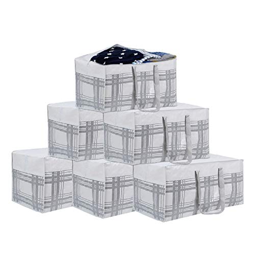 UL Source Moving Tote Bags 6PACKS Heavy Duty Space Saver Bags Extra Large Closet Organization Storage Bags Bins for Blanket,Pillow, Moving Supplies,Clothes Storage ?Christmas Decorations Storage