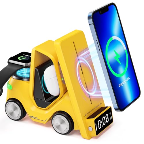 شاحن لاسلكي متعدد الوظائف 3 في 1 لآيفون 15 14 13 12 11 برو X XR XS بلس سلسلة سامسونج جالاكسي S23 S22 S21 S20 نوت سلسلة 20 10 وما إلى ذلك، شحن سريع 15 وات مع ساعة منبه