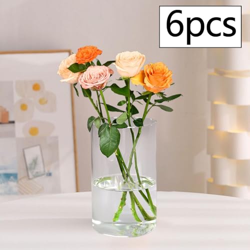 Jarrones de vidrio cilíndricos para decoración floral de bodas y centros de mesa interiores 4