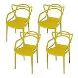 椅子 おしゃれ 同色4脚セット アウトレット ダイニングチェア マスターズ チェア ジェネリック チェア 家具 イス 肘掛け ダイニング インテリア リビング リプロダクト 屋外 デザイナーズチェア (イエロー)